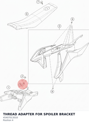 Diagram preview: THREAD ADAPTER FOR SPOILER BRACKET (45407013010)