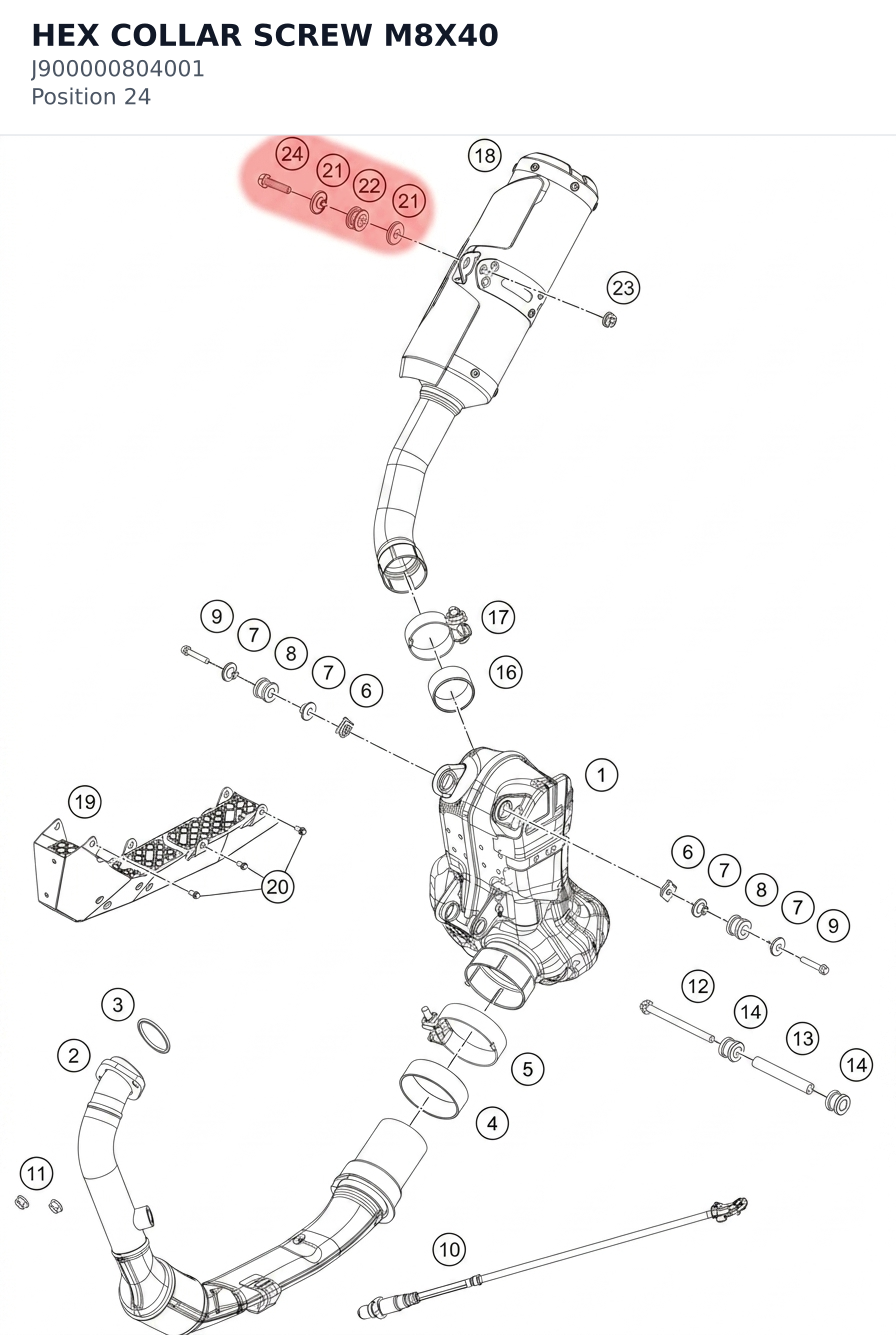 Diagram preview: HEX COLLAR SCREW M8X40 (J900000804001)