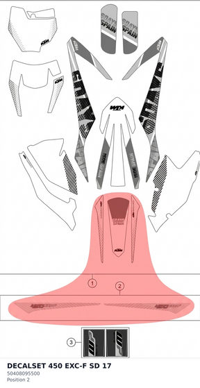 Diagram preview: DECALSET 450 EXC-F SD 17 (50408095500)
