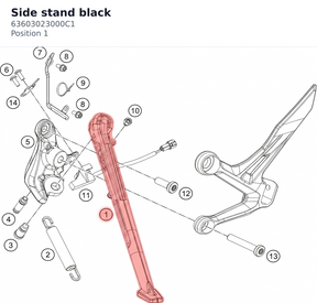 Diagram preview: Side stand black (63603023000C1)