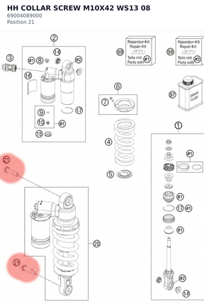 Diagram preview: HH COLLAR SCREW M10X42 WS13 08 (69004089000)