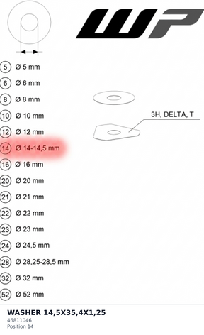 Diagram preview: WASHER 14,5X35,4X1,25 (46811046)