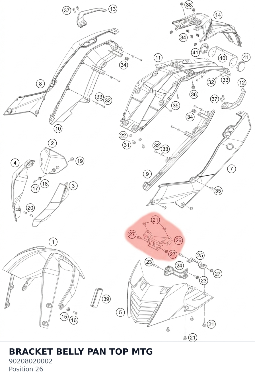 Diagram preview: BRACKET BELLY PAN TOP MTG (90208020002)