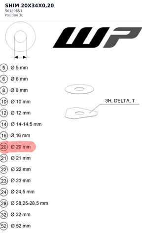 Diagram preview: SHIM 20X34X0,20 (50180653)