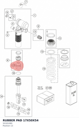 Diagram preview: RUBBER PAD 17X50X54 (50181080)