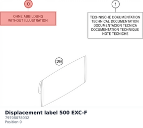 Diagram preview: Displacement label 500 EXC-F (79708078032)