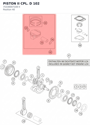 Diagram preview: PISTON II CPL. D 102 (75330007100 II)