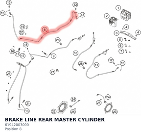 Diagram preview: BRAKE LINE REAR MASTER CYLINDER (61942003000)