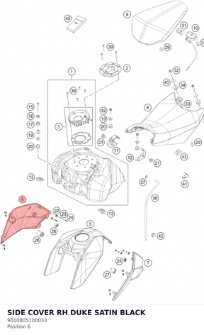 Diagram preview: SIDE COVER RH DUKE SATIN BLACK (9010805100033)