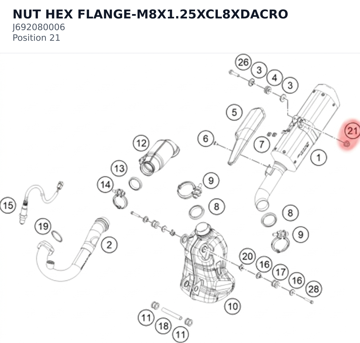 Diagram preview: NUT HEX FLANGE-M8X1.25XCL8XDACRO (J692080006)