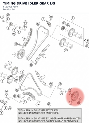 Diagram preview: TIMING DRIVE IDLER GEAR L/S (61230057100)