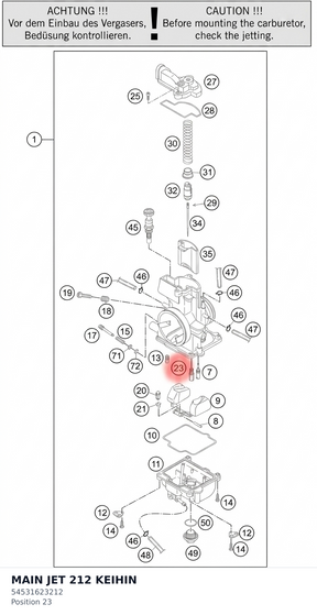 Diagram preview: MAIN JET 212 KEIHIN (54531623212)