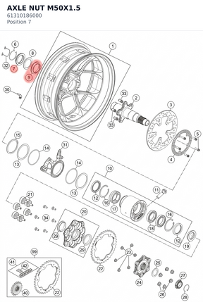 Diagram preview: AXLE NUT M50X1.5 (61310186000)