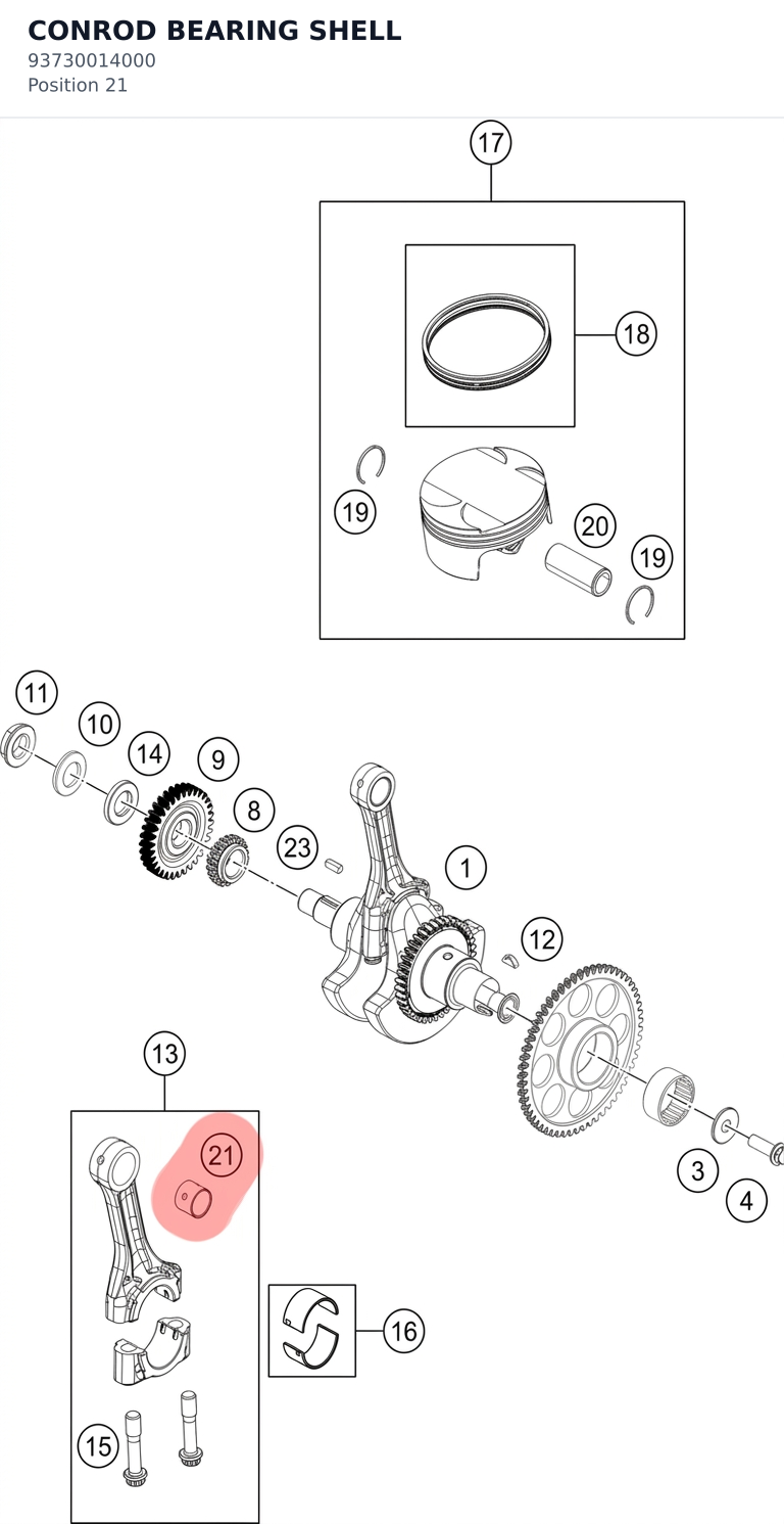 Diagram preview: CONROD BEARING SHELL (93730014000)