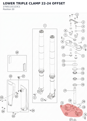 Diagram preview: LOWER TRIPLE CLAMP 22-24 OFFSET (27001131123C1)