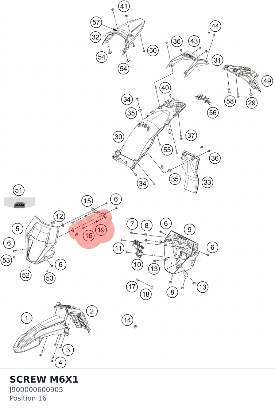 Diagram preview: SCREW M6X1 (J900000600905)