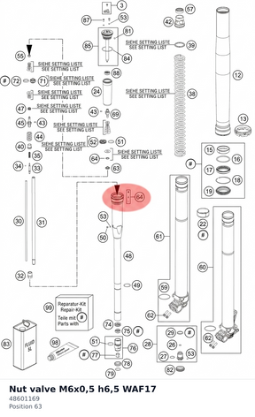 Diagram preview: Nut valve M6x0,5 h6,5 WAF17 (48601169)
