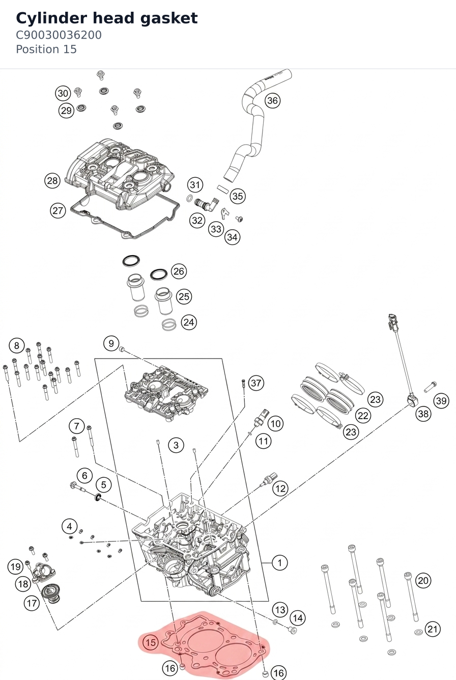 Diagram preview: Cylinder head gasket (C90030036200)