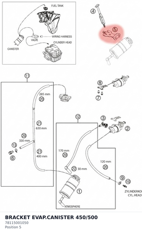 Diagram preview: BRACKET EVAP.CANISTER  450/500 (78115001050)