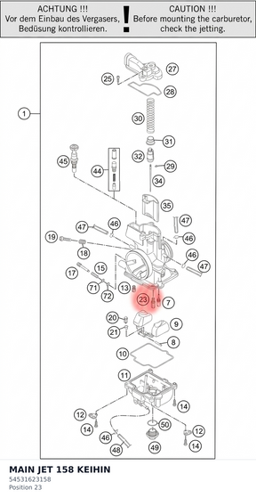 Diagram preview: MAIN JET 158 KEIHIN (54531623158)
