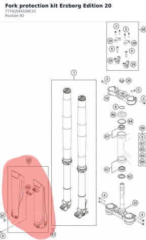 Diagram preview: Fork protection kit Erzberg Edition 20 (77701094100C1C)