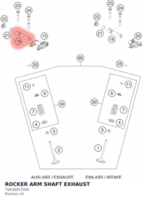 Diagram preview: ROCKER ARM SHAFT EXHAUST (79436057000)