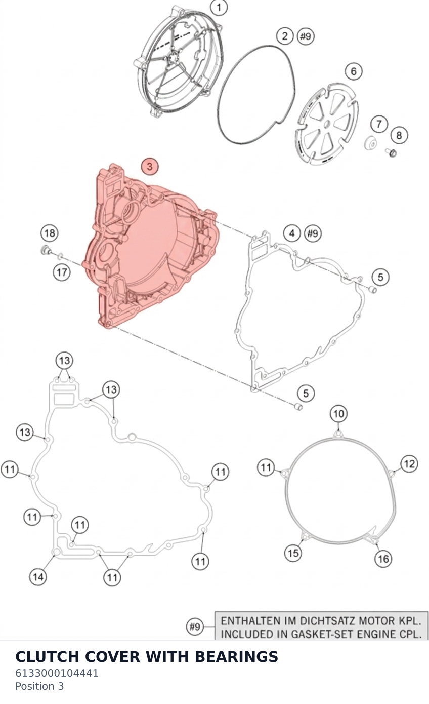 Diagram preview: CLUTCH COVER WITH BEARINGS (6133000104441)