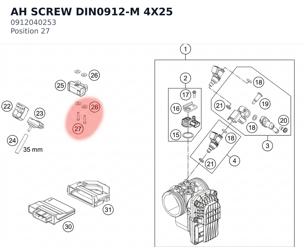 Diagram preview: AH SCREW DIN0912-M 4X25 (0912040253)