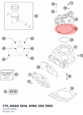 Diagram preview: CYL.HEAD SEAL RING 200 2003 (52330137000)