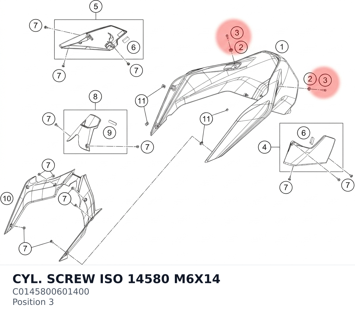 Diagram preview: CYL. SCREW ISO 14580 M6X14 (C0145800601400)