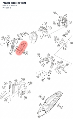 Diagram preview: Mask spoiler left (64108003000EB)