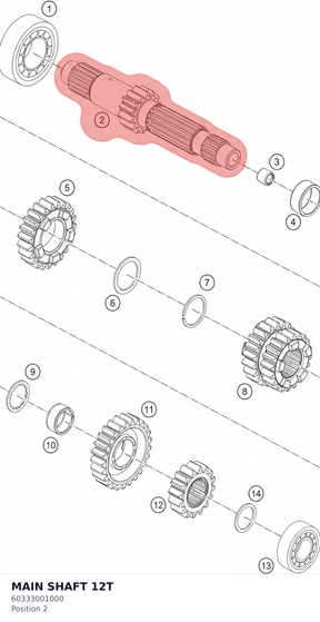 Diagram preview: MAIN SHAFT 12T (60333001000)