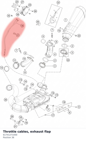 Diagram preview: Throttle cables, exhaust flap (61741271000)