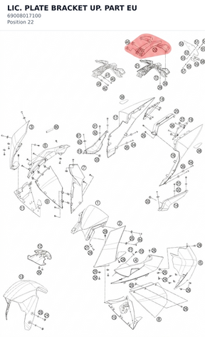 Diagram preview: LIC. PLATE BRACKET UP. PART EU (69008017100)