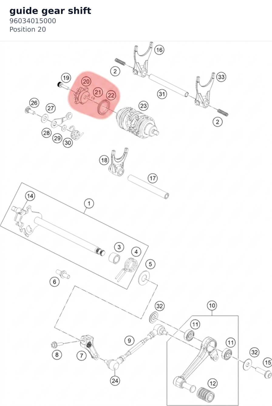 Diagram preview: guide gear shift (96034015000)