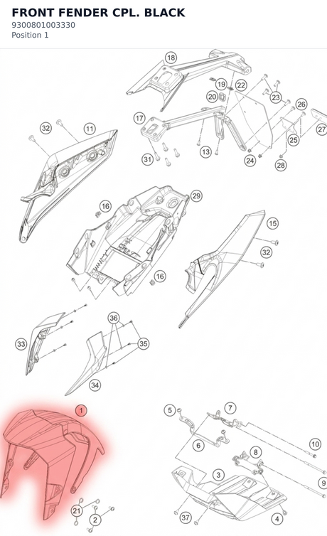 Diagram preview: FRONT FENDER CPL. BLACK (9300801003330)