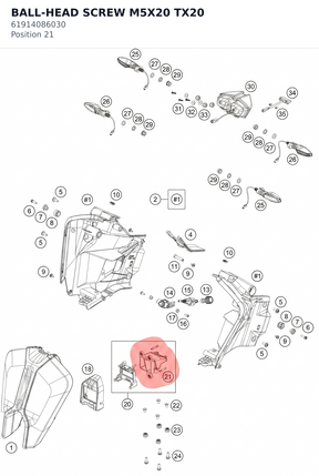 Diagram preview: BALL-HEAD SCREW M5X20 TX20 (61914086030)