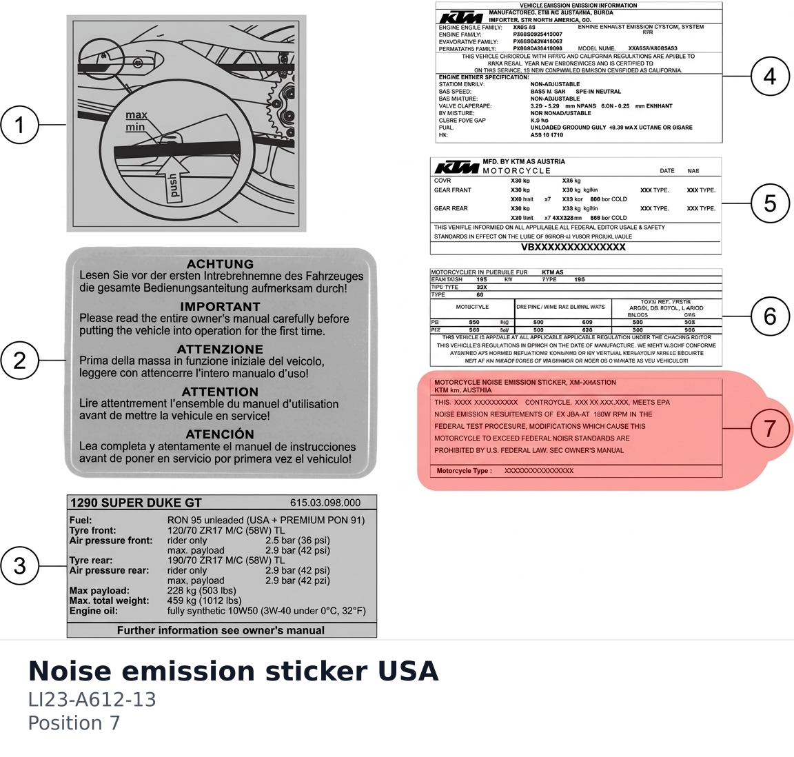 Diagram preview: Noise emission sticker USA (LI23-A612-13)