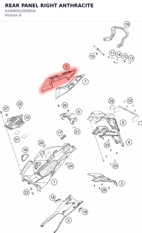 Diagram preview: REAR PANEL RIGHT ANTHRACITE (61408041000BHA)