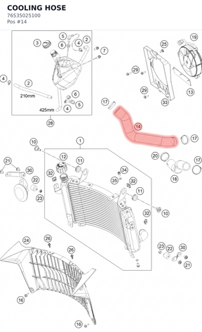 Diagram preview: COOLING HOSE (76535025100)