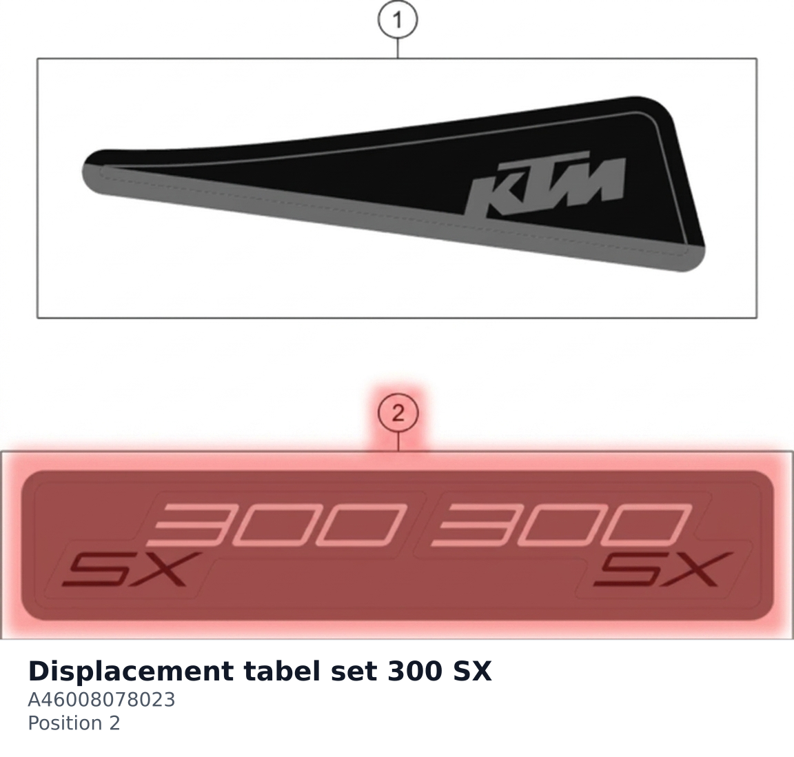 Diagram preview: Displacement tabel set 300 SX (A46008078023)