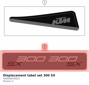 Diagram preview: Displacement tabel set 300 SX (A46008078023)