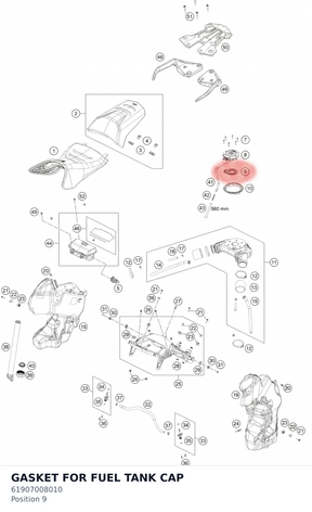 Diagram preview: GASKET FOR FUEL TANK CAP (61907008010)