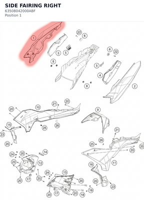 Diagram preview: SIDE FAIRING RIGHT (63508042000ABF)