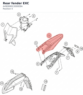 Diagram preview: Rear fender EXC (A49008013000EBA)