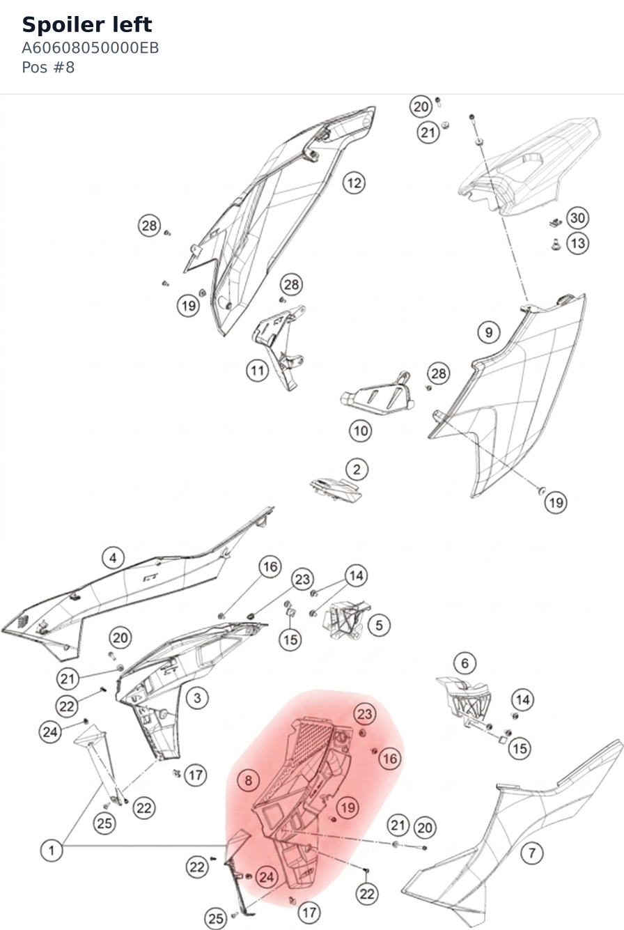 Diagram preview: Spoiler left (A60608050000EB)