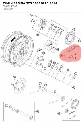 Diagram preview: CHAIN REGINA 525 108ROLLS 2010 (69010165108)