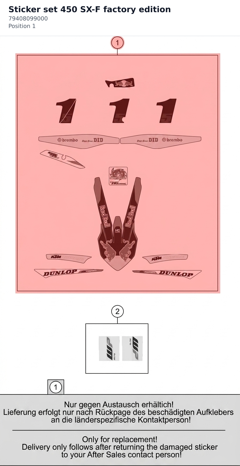 Diagram preview: Sticker set 450 SX-F factory edition (79408099000)