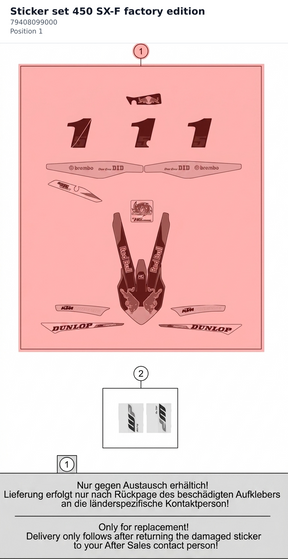 Diagram preview: Sticker set 450 SX-F factory edition (79408099000)