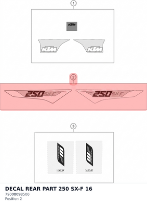 Diagram preview: DECAL REAR PART 250 SX-F    16 (79008098500)